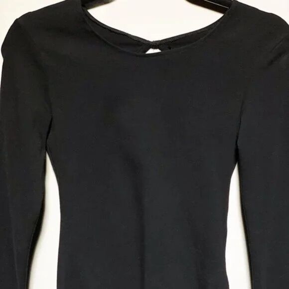 American Apparel Womens Black Open Back Deep V-Neck Bodysuit Size S - Picture 2 of 3